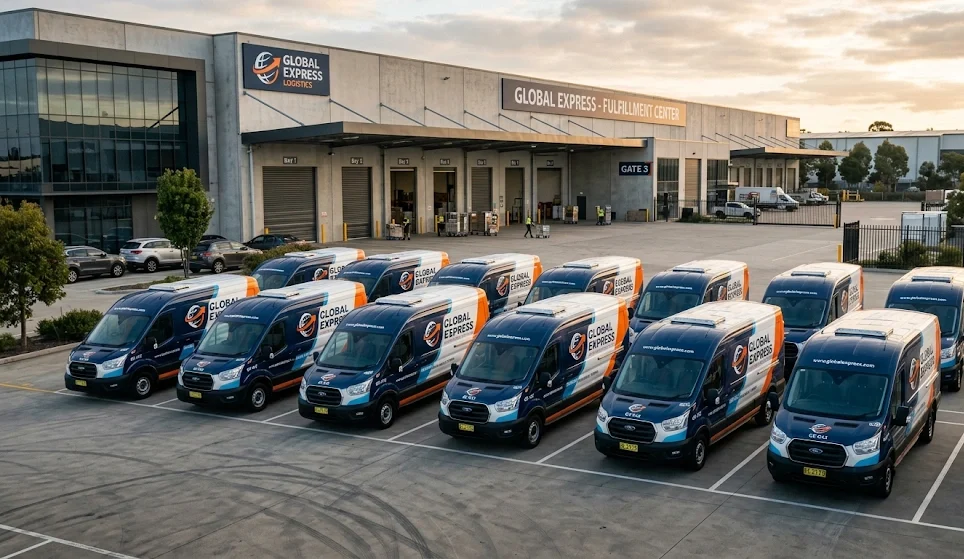 Fleet of branded delivery vans
