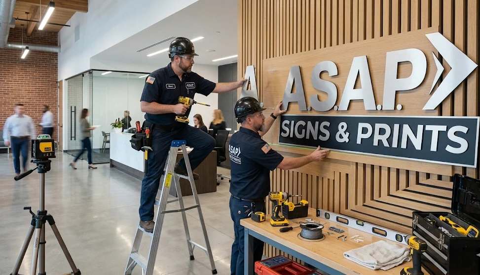Installation Metal Lobby Sign